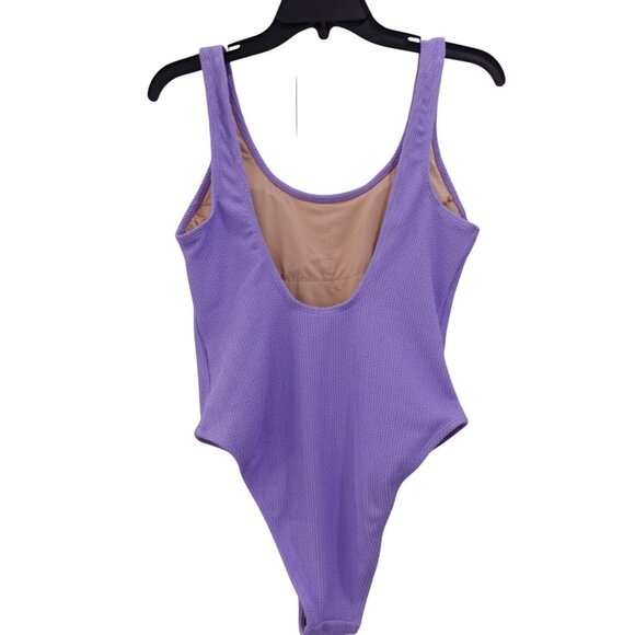 NWT Cotton On One-Piece Swimsuit Sz M Ariel Purple Crinkle Low Back Sleeveless - Picture 6 of 9